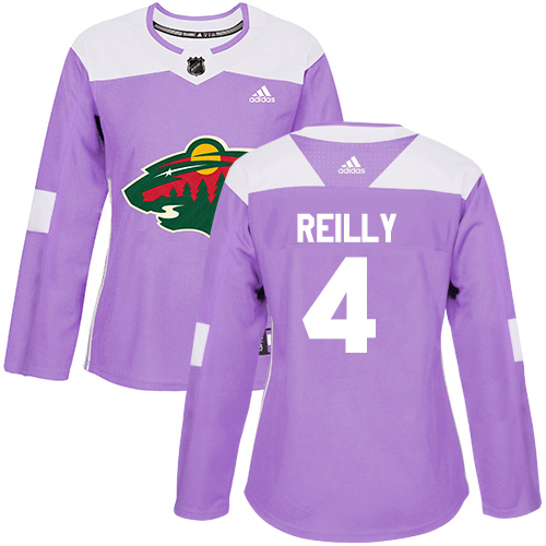 Adidas Wild #4 Mike Reilly Purple Authentic Fights Cancer Women's Stitched NHL Jersey